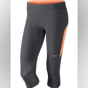 Women’s STAY WARM Run/Yoga/Gym Leggings- Grey/ Tangerine size small